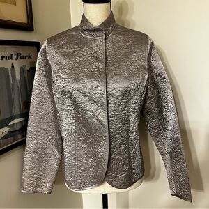 Kate Hill Petite Medium Silver Metallic Quilted Evening Jacket